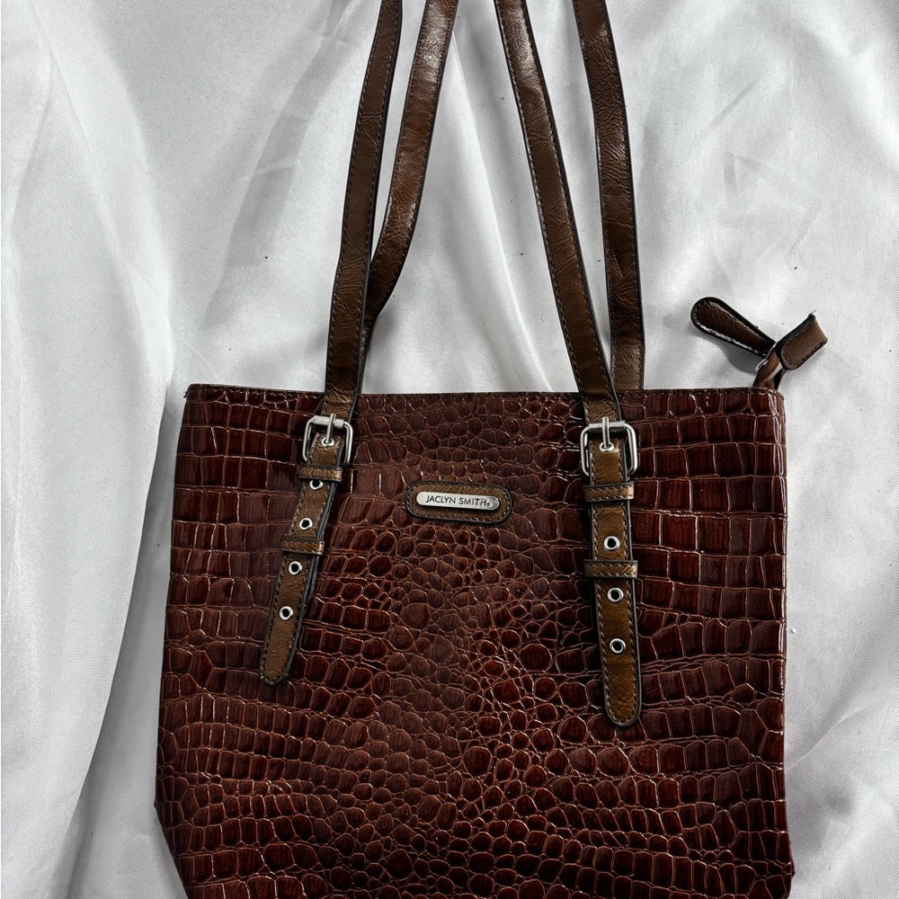 Jaclyn Smith Rich Brown Croc-Pattern‎ Tote